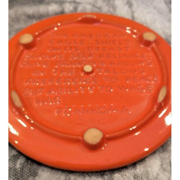 Vintage Orange Frankhoma American Eagle Courage, Power, Freedom Trivet 6.5" - Picture 4 of 4